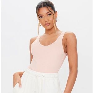 Pretty Little Thing Pink Ribbed Bodysuit